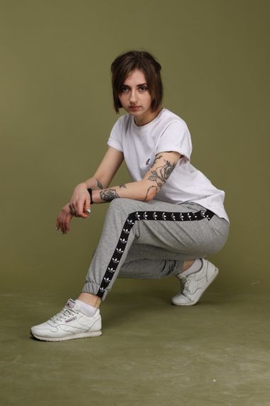Штаны серые с чёрным лампасом Adidas | Зображення 4