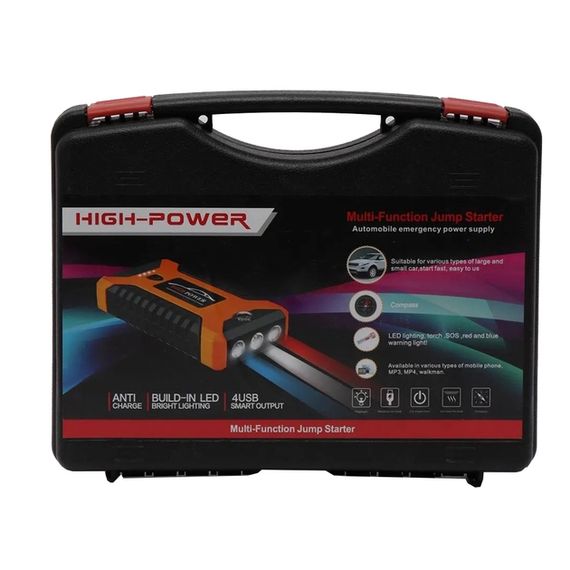 Пускозарядний пристрій червоний JUMP STARTER JX27 WITH PUMP 99800 мАг • Автомобільний стартовий блок з компресором та зарядкою | Зображення 4