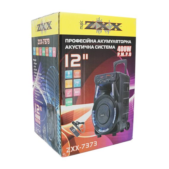 Потужна акустична система з підсвічуванням ZXX-7373, 400W, Дротовий мікрофон | Зображення 1