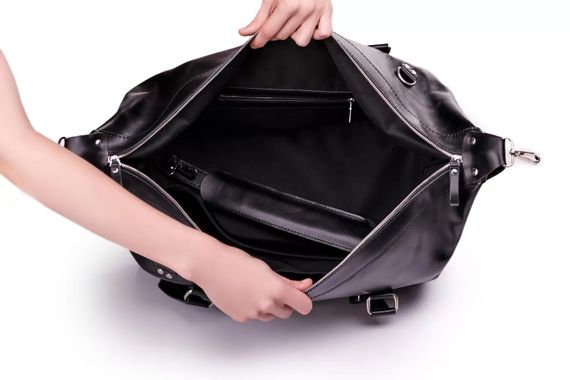 Шкіряна дорожня сумка Skin and Skin Stout L 55х27х23 см Чорна (BB01BL-L) | Зображення 5