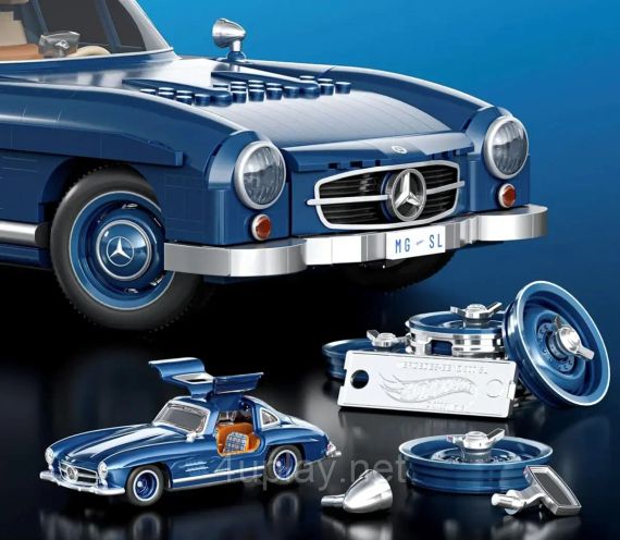 Премиум машинка-конструктор Mattel Brick Shop Hot Wheels Mercedez-Benz 300 SL 1600 деталей | Зображення 4