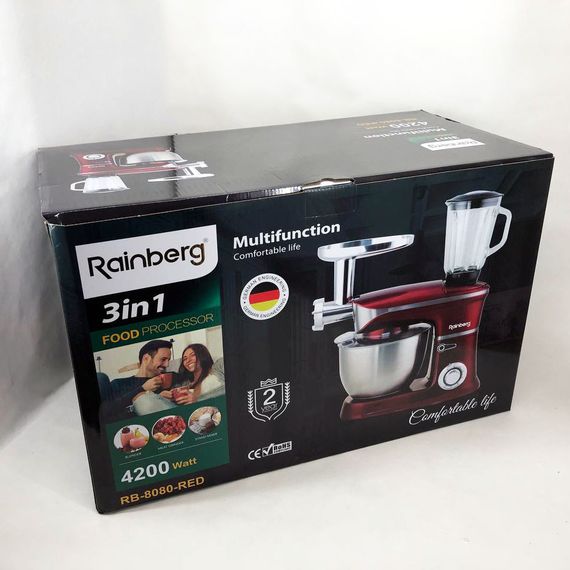 Многофункциональный кухонный комбайн Rainberg RB-8080 Тестомес, Мясорубка, Блендер, Мощный блендер WA-25 | Зображення 9