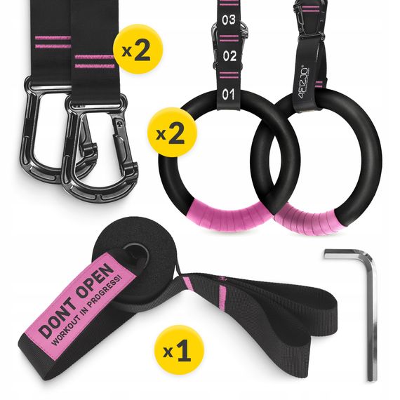 Гімнастичні кільця 4FIZJO з ABS пластику, регульовані Black/Pink (P-5905973406116) | Зображення 9