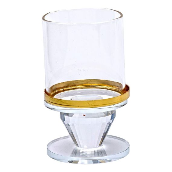 Подсвечник стеклянный на ножке с золотой окантовкой 6×10 см подсвечник бокал декоративный прозрачный HP-4-32S