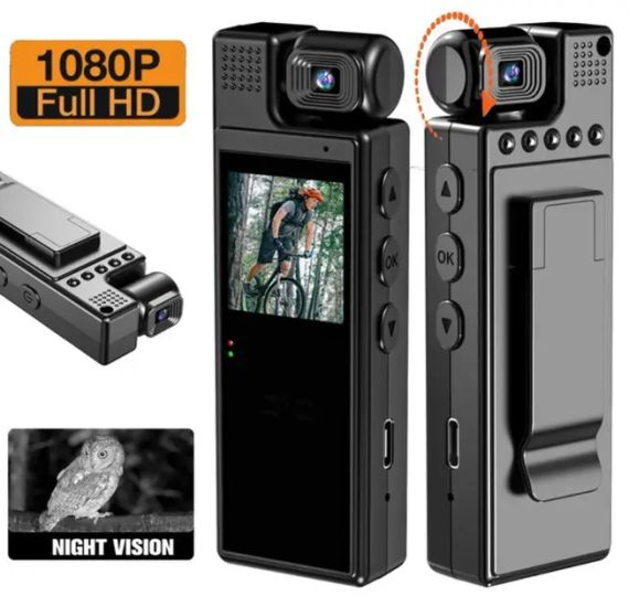 Видеокамера нагрудная Wi-Fi аккумуляторная боди камера с дисплеем 1.3 дюйма регистратор с фиксацией клипсой UKC L9 | Зображення 3