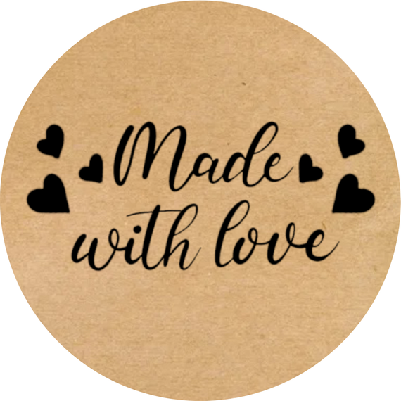 Этикетка круглая крафт "Made with love 02", Диаметр 50 мм, 250 шт/рулон, Viskom