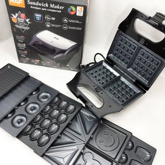 Вафельниця бутербродниця гриль сендвічниця електрична 8 в 1 RAF R.551 850W Мультипекар з 8 формами | Зображення 8