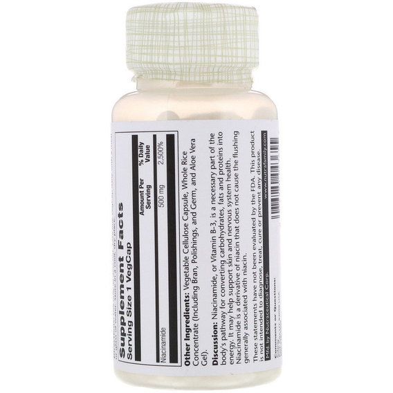 Ниацин Solaray Niacinamide 500 mg 100 Veg Caps SOR04365 | Зображення 1