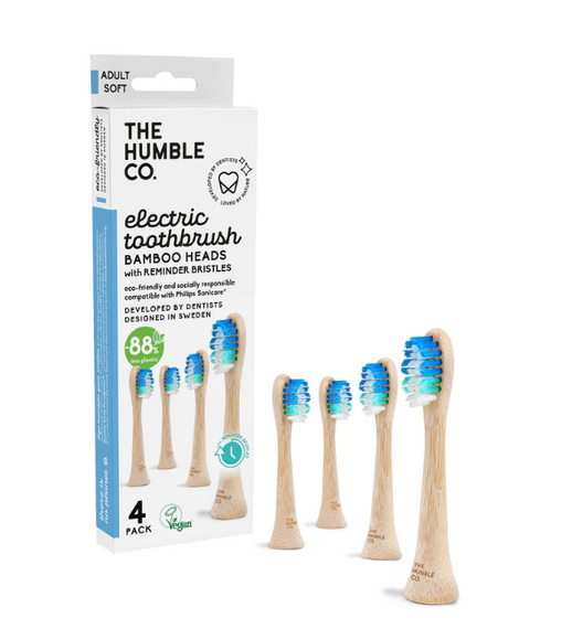 Насадки Humble (ЕТН002-4Р) для електричної зубної щітки Philips Sonicare, м'які, біло-блакитні, бамбукові з індикатором стирання (4 шт.)