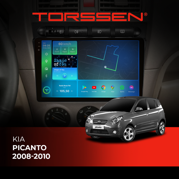 Штатна магнітола Torssen 2K Kia Picanto 2008-2010 F9464 4G Carplay DSP