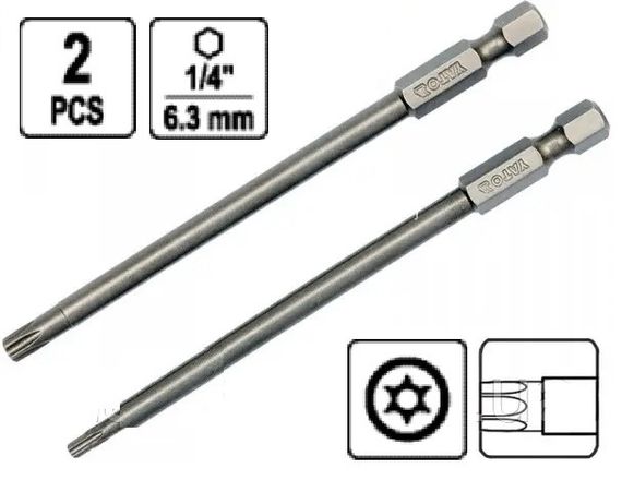 Набор насадка отвертки бита TORX SECURITY T15/T27х100мм YATO YT-0491