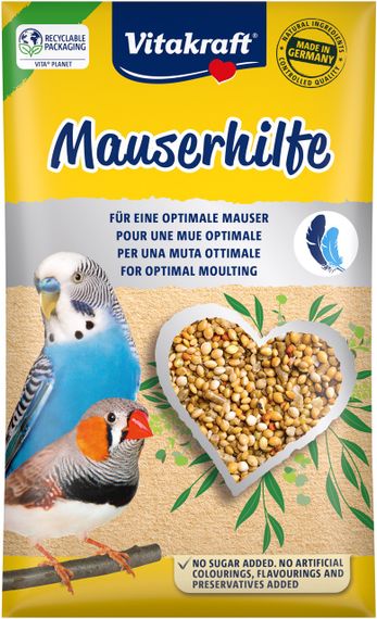 Витамины для волнистых попугаев и экзотических птиц во время линьки Vitakraft Mauserhilfe, 20 гр