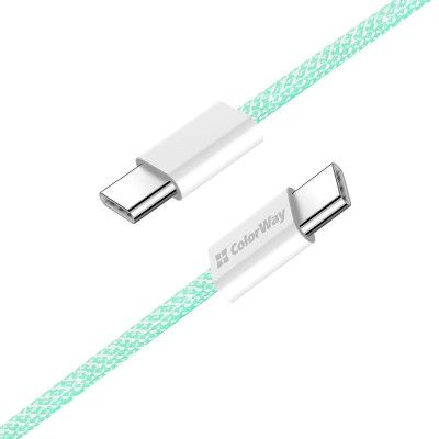 Дата кабель USB-C to USB-C 1.0m 60W 3.0А green ColorWay (CW-CBPDCC061-G) | Зображення 9