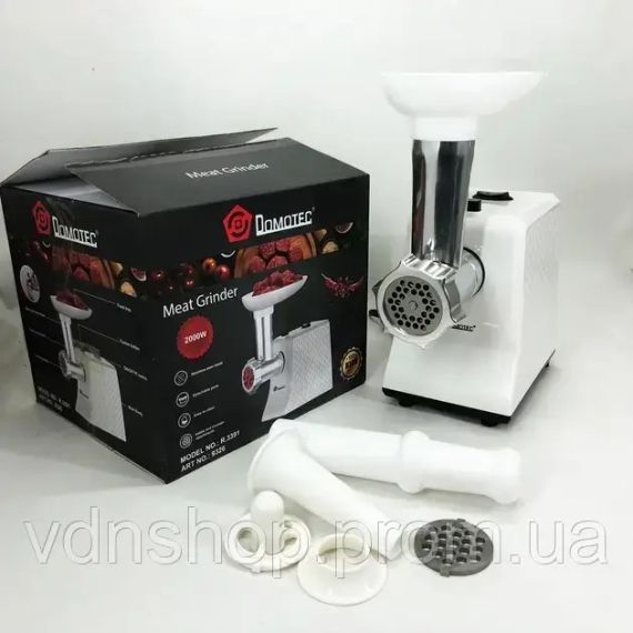 М'ясорубка електрична domotec r3391 2000w, компактна м'ясорубка для дому, м'ясорубка 3 в 1 | Зображення 4