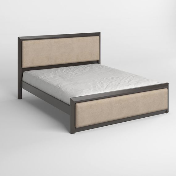 Двоспальне дерев&#039;яне ліжко Mebigrand Барселона Б4 Графітовий (RAL9011)/Аляска 23 (Бежевий) 160х200 см (MBG-12933) | Зображення 1