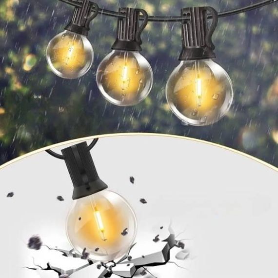 Гірлянда в ретро стилі вулична із сонячною панеллю 7.6м/25 LED НА-90 Чорна