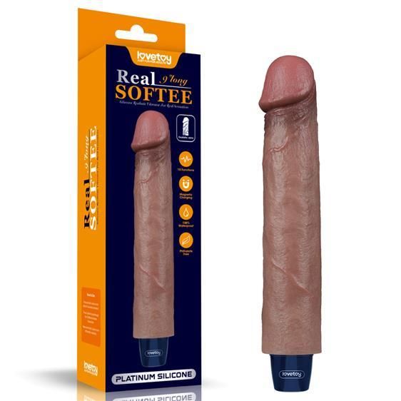 Вібратор - Real Softee Rechargeable Silicone Vibrating Dildo 9" Sex Aura
