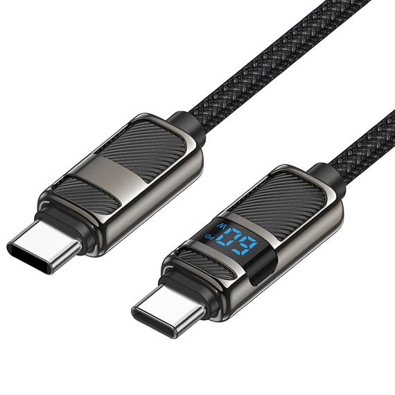 Дата кабель Hoco U137 Line with display Type-C to Type-C 60W (1.2m) Black | Зображення 1