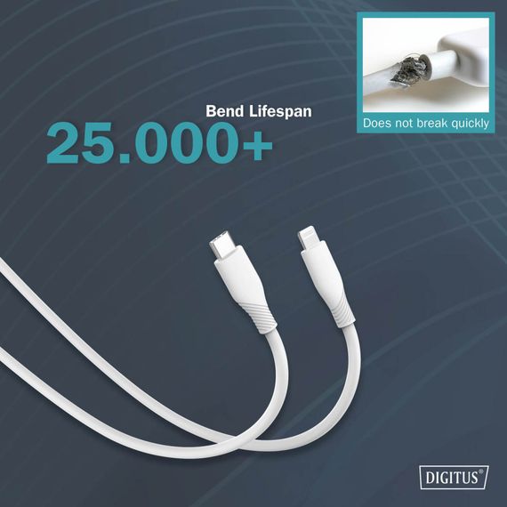 Дата кабель USB-C to Lightning 1.0m USB 2.0 60W silicone white Digitus (AK-600110-010-W) | Зображення 7