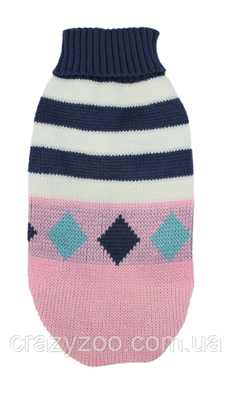 Свитер для собак и котов EcoToys Stripe XL розовый бело-синяя полоска A: 38 см B: 34 см C: 20 см 6910