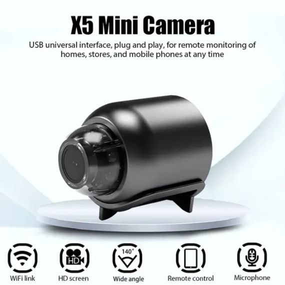 Портативна камера з нічною зйомкою 1080P, X5 Mini / Міні Wi-Fi камера з віддаленим доступом | Зображення 3