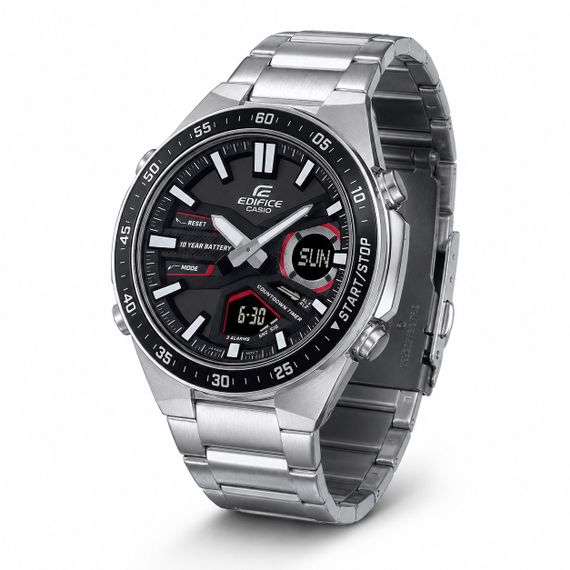 Чоловічий годинник Casio Edifice EFV-C110D-1A4 зі сталевим браслетом та комбінованим циферблатом