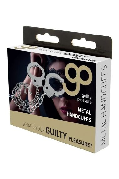 Металеві наручники GP Metal Handcuffs на довгому ланцюжку, сріблясті Sex Aura | Зображення 1