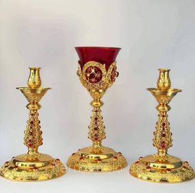 Комплект напрестольний (лампада та два підсвічники)