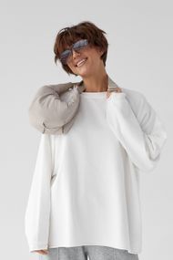 Лонгслів вільного крою з рукавами-реглан - молочний цвет, ONE SIZE (є розміри)