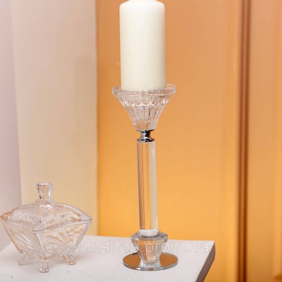 Підсвічник скляний на ніжці  6×19.5 см прозорий декоративний підсвічник на стіл HP-4-11M | Зображення 2