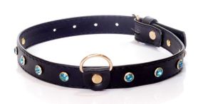 Нашийник зі штучної шкіри з кристалами Fetish Boss Series - Collar Turquoise Crystal, BS3300119 sexstyle