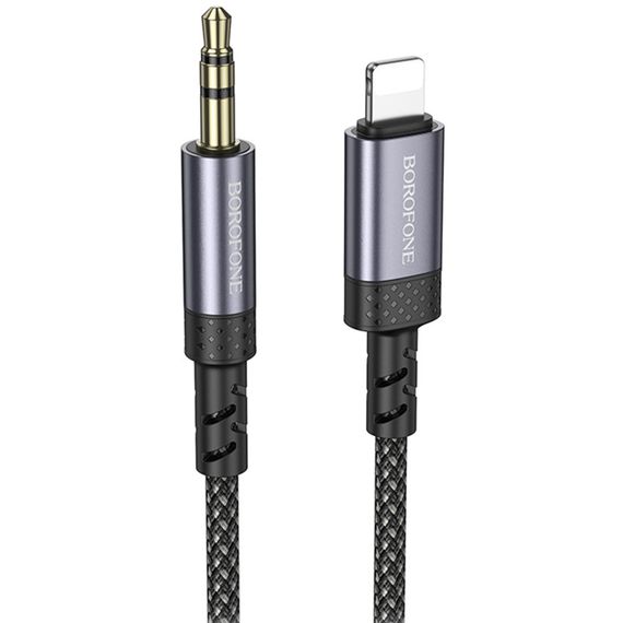 Аудіо кабель Aux Borofone BL24 Graceful (Lightning to AUX 3.5mm) (1m) Metal grey