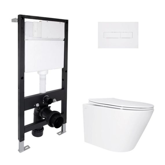 Готовое решение Qtap для ванной комнаты: подвесной унитаз Swan Ultra Quiet 520x360x320 + комплект инсталляции Standard (линейная