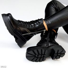 Круті чорні зимові черевики берці натуральна шкіра