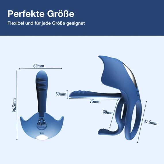 Эрекционное кольцо BeYourLover Barzillai с вибрацией и стимуляцией клитора, синее Sex Aura | Зображення 5