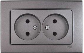 Розетка подвійна VIKO Linnera без заземлення, Сірий Граніт (90402055)