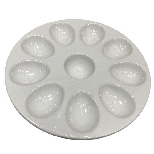 Тарілка керамічна для 10 яєць, D22.3см, колір - білий