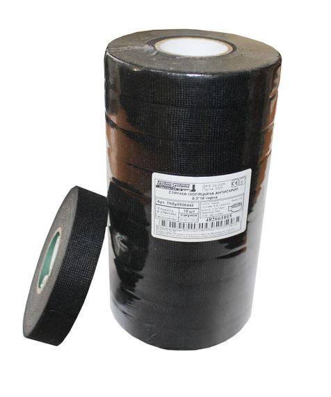 Лента изоляционная антискрип 0.3х18мм черная 20м Х/Б с ворсом Ny95506442 | Зображення 3
