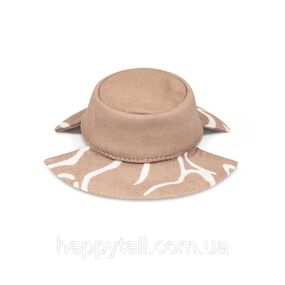 Панама для собак Pet Fashion Print L бежевая — летняя хлопковая шляпа с отверстиями для ушей