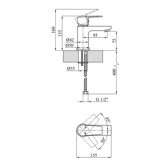 Змішувач для раковини Kroner KRM Brocken - C010 (CV023594) | Зображення 4