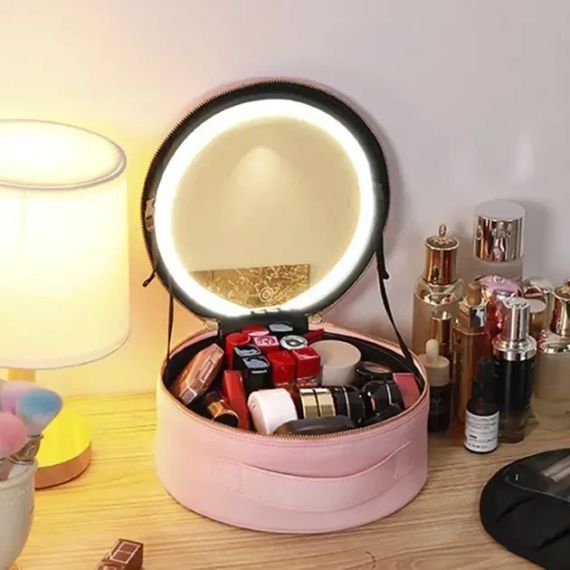 Косметичка-органайзер с LED зеркалом, 29х28х11 см/Дорожная косметичка | Зображення 6