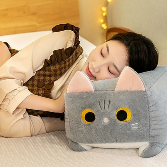 М'яка плюшева іграшка сірий квадратний котик 40 см знижка | Зображення 1