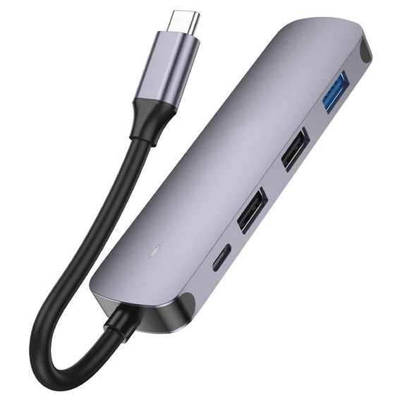 Док-станция Хаб USB переходник XPRO HB27 HDTV с входом Type-C серый (34381-01) | Зображення 3