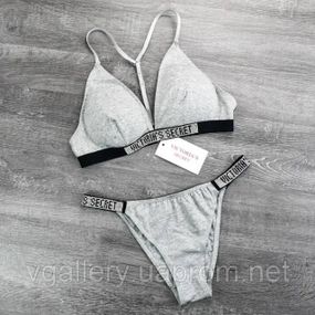 Жіночий комплект нижньої білизни Victoria`s Secret із стрейч-бавовни зі стразами