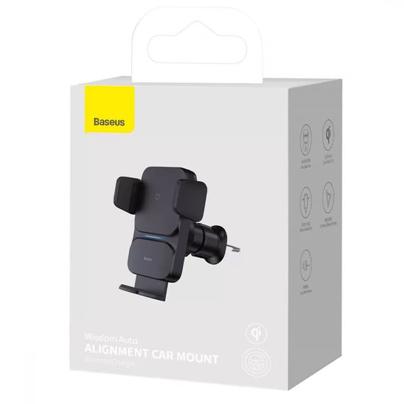 Автодержатель с БЗУ Baseus Wisdom Auto Alignment (QI 15W) (Air Outlet base) (CGZX000001) Black | Зображення 5