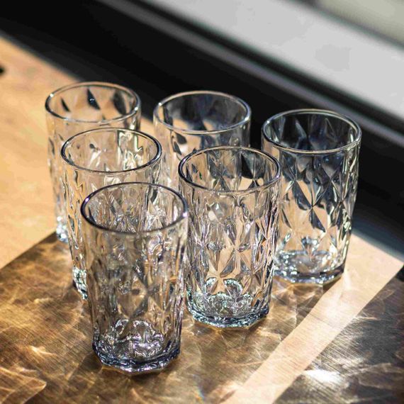 Набір склянок Diamond Blue 6 штук по 300 мл HP-19-276 скляних прозорих склянка для напоїв лимонадів та газованки | Зображення 2