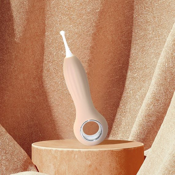 Вибратор точечный с насадками Sweet Em для клитора, бежевый, 14.5 см Sex Aura | Зображення 5