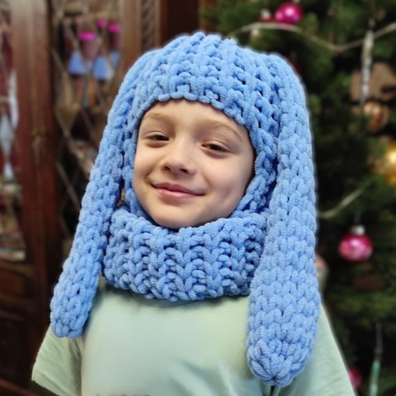 Балаклава колір 112 плюшева з вушками зайчика