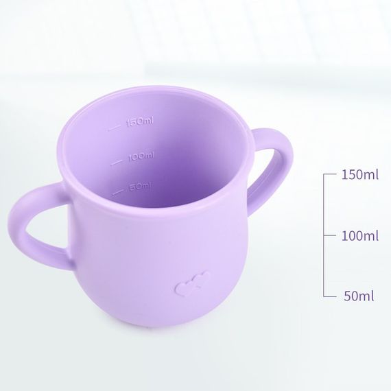 Дитячій поїльник непроливайка та снек стакинчик 2 в 1 силіконовий Біло-сірий | Зображення 3