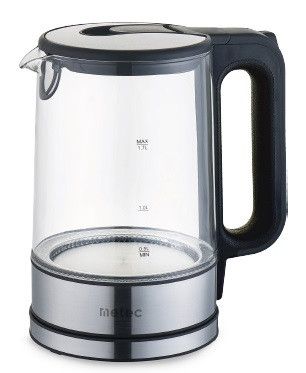 Электрочайник EK-02GB 1.7л, 1850-2200Вт, корпус стекло, черный Metec